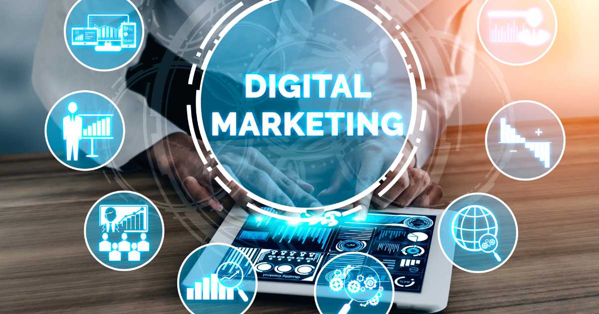 Digital Marketing Concept with Businessman Using a Tablet