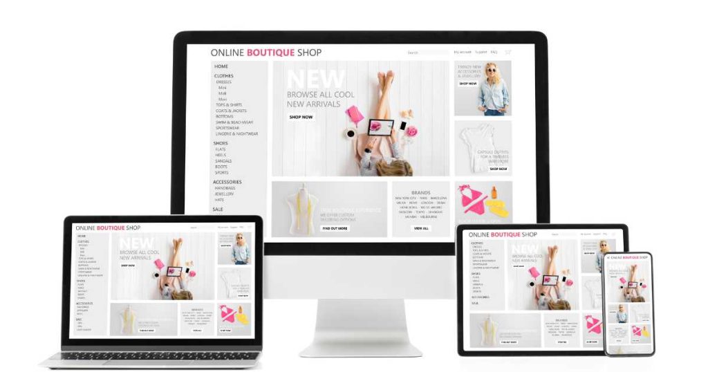 Web Design | Boost Your Business with Responsive Design Responsive Web Design Displayed on Desktop, Laptop, Tablet, and Smartphone