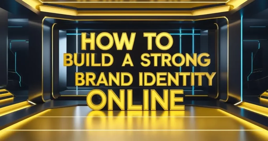 How to Build a Strong Brand Identity Online in a futuristic gold and black design.