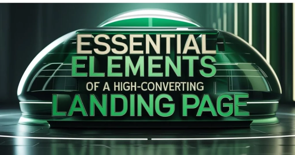 How to Build a High-Converting Landing Page for Your Business in Thailand 1 Futuristic-style text reading "Essential Elements of a High-Converting Landing Page" with a glowing digital effect.