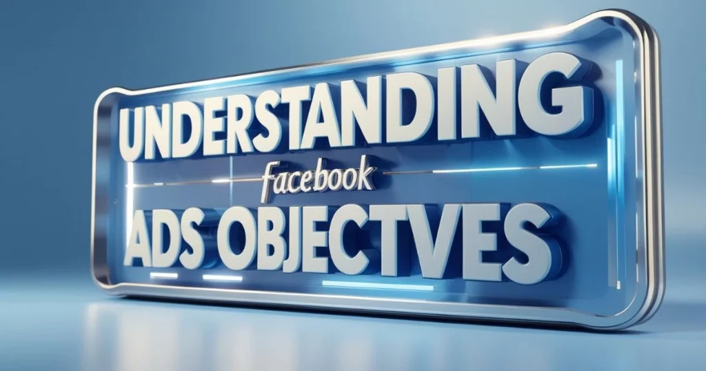 The Ultimate Guide to Facebook Ads for Businesses in Thailand 2 Illuminated sign displaying "Understanding Facebook Ads Objectives" in a digital style.