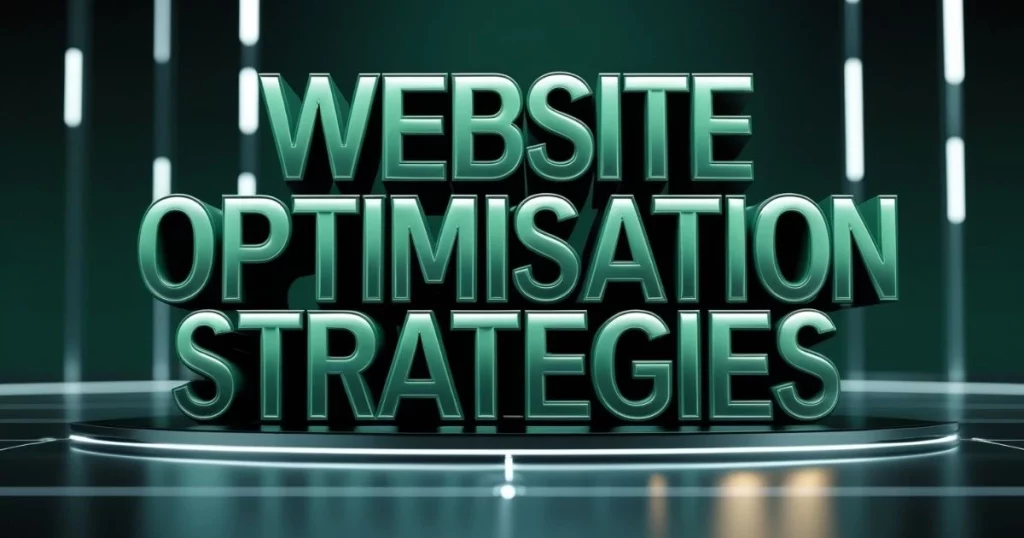How to Build a High-Converting Landing Page for Your Business in Thailand 2 Digital-themed text displaying "Website Optimisation Strategies" with a modern, high-tech glow.