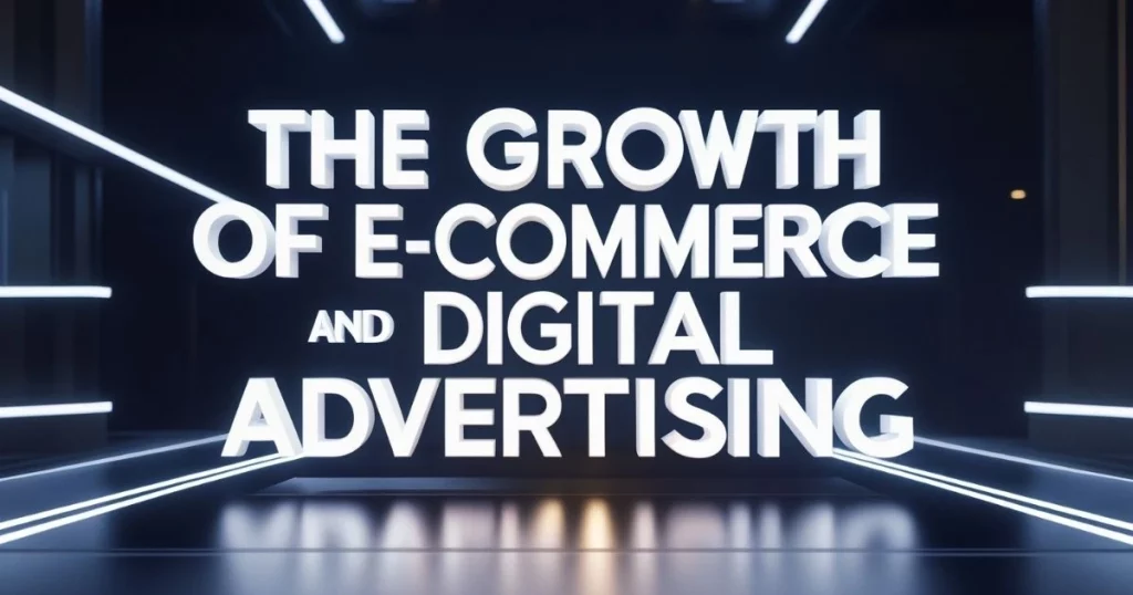 The Future of Digital Marketing in Thailand: Trends to Watch in 2025 4 Bold futuristic text "The Growth of E-Commerce and Digital Advertising" in a neon-lit digital space.