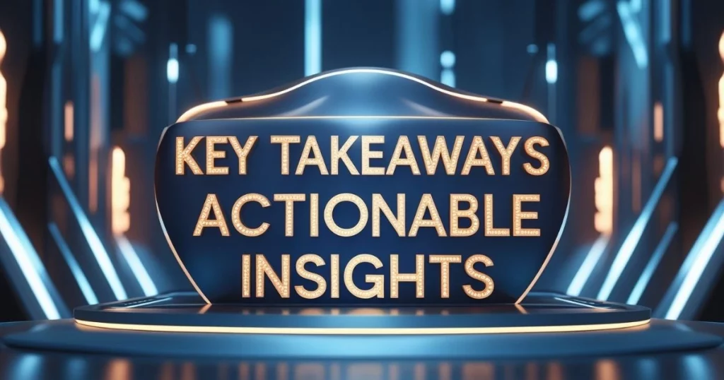 The Future of Digital Marketing in Thailand: Trends to Watch in 2025 6 Bold, illuminated text "Key Takeaways and Actionable Insights" in a futuristic digital design.