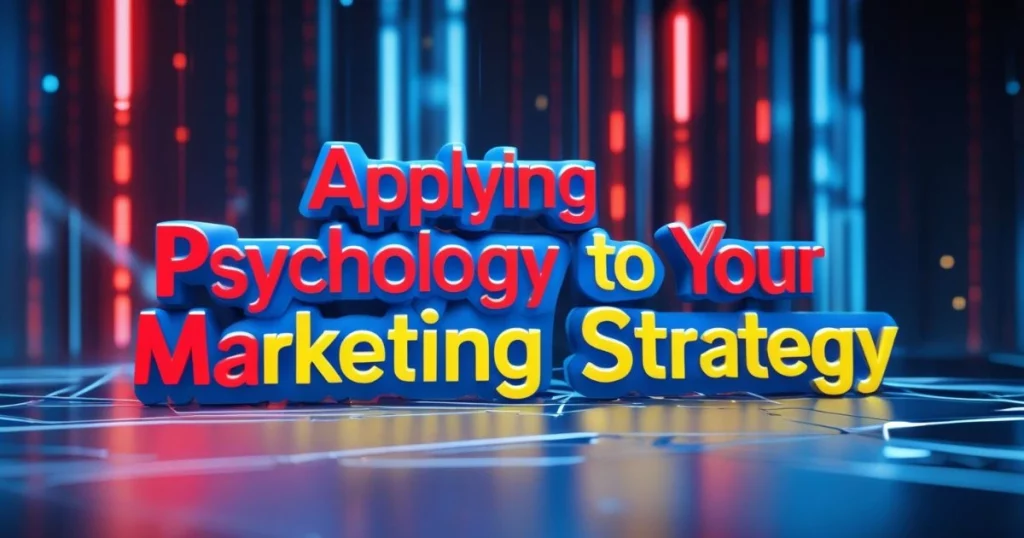 The Psychology of Digital Marketing: How to Influence Buying Decisions Online 7 Vibrant 3D text displaying 'Applying Psychology to Your Marketing Strategy' in a futuristic design.