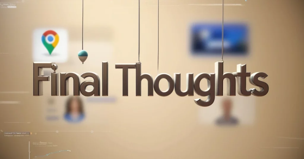 Final Thoughts text with Google Maps icon in the background