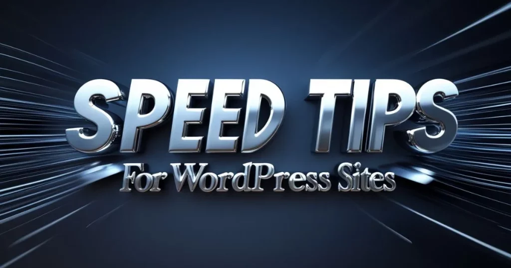 How to Optimize Your Website Speed for Better SEO and User Experience 7 Chrome 3D text "Speed Tips for WordPress Sites" on a fast-motion background