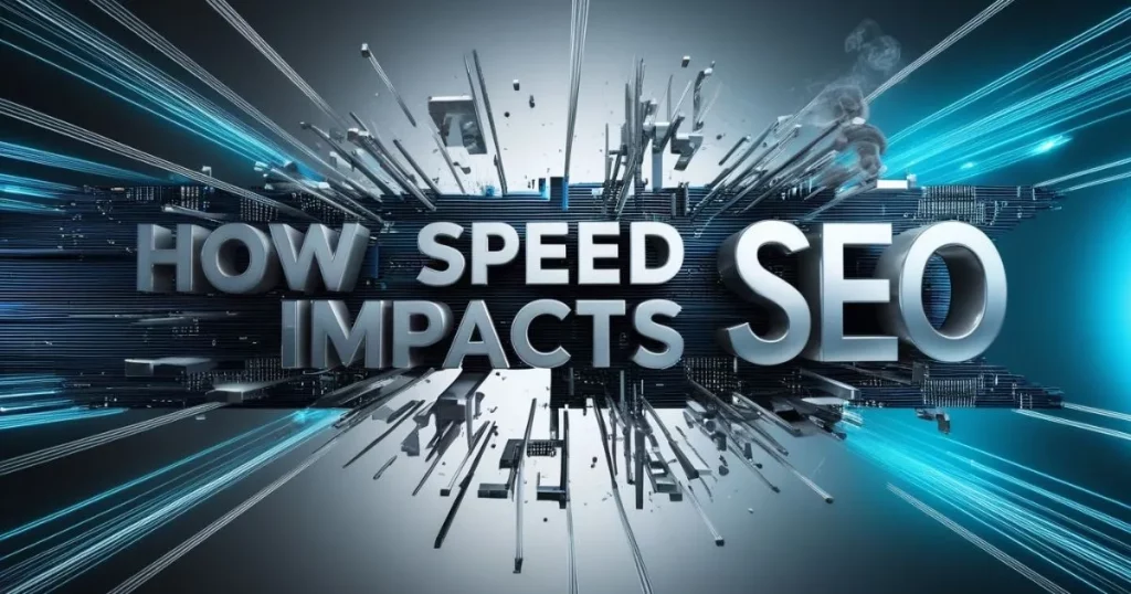 How to Optimize Your Website Speed for Better SEO and User Experience 8 Explosive 3D text "How Speed Impacts SEO" with digital shards and motion effects