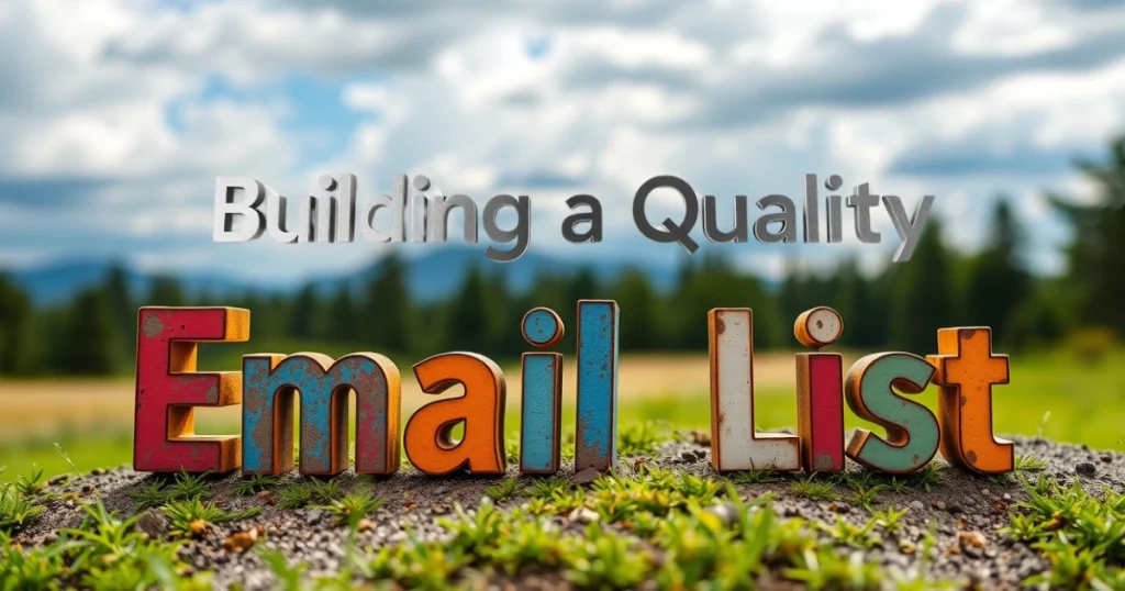 Email Marketing in Thailand: How to Build and Convert Your Subscriber List 2 Email list growth concept with colourful typography and natural outdoor setting