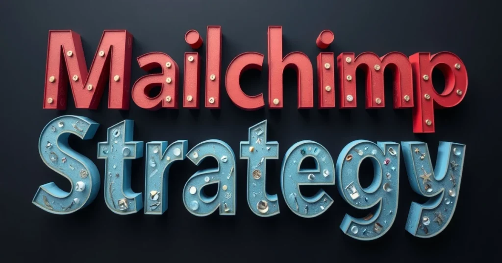 Email Marketing in Thailand: How to Build and Convert Your Subscriber List 5 Mailchimp strategy concept with red and blue stylised typography and embedded icons